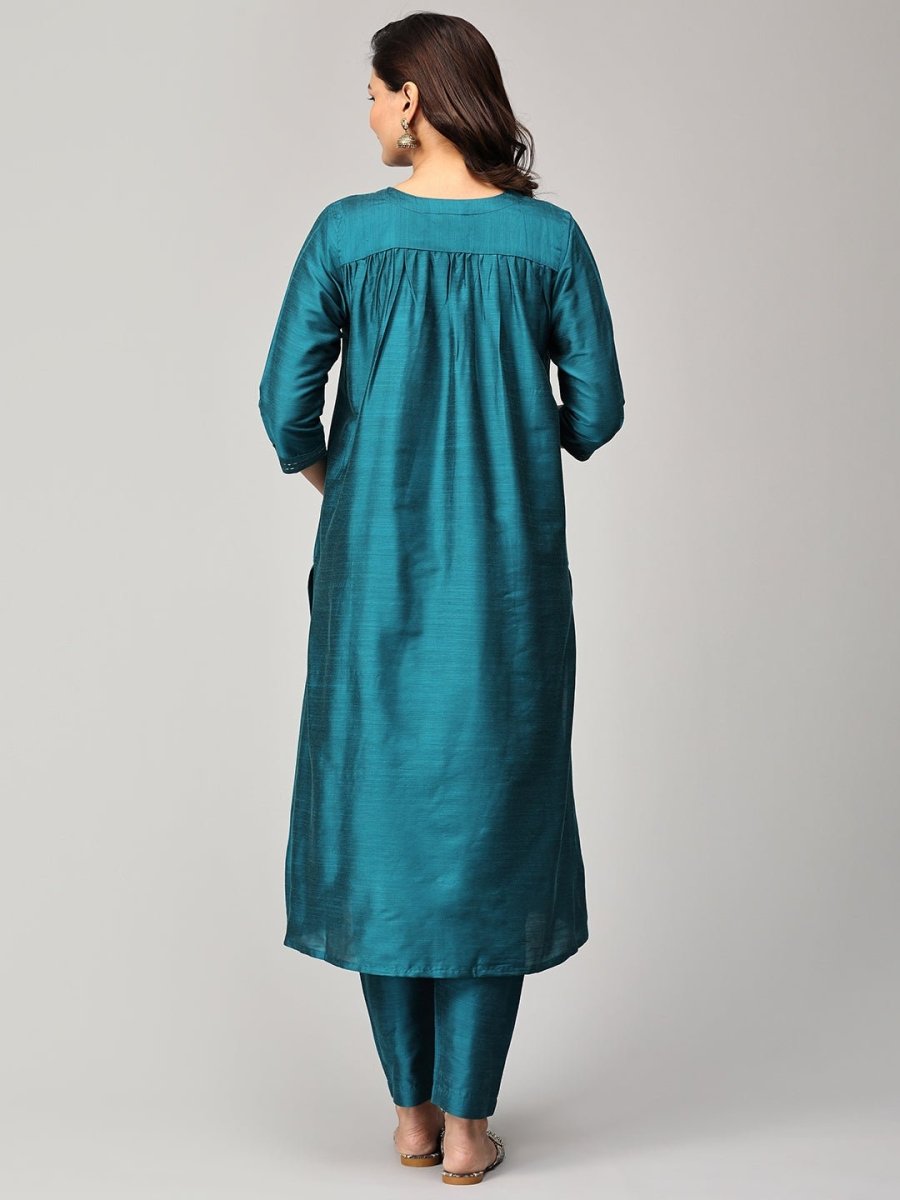 Drama at Gala Embroidered Maternity and Nursing Silk Kurta Set With Dupatta - S Maternity Ethnic Set