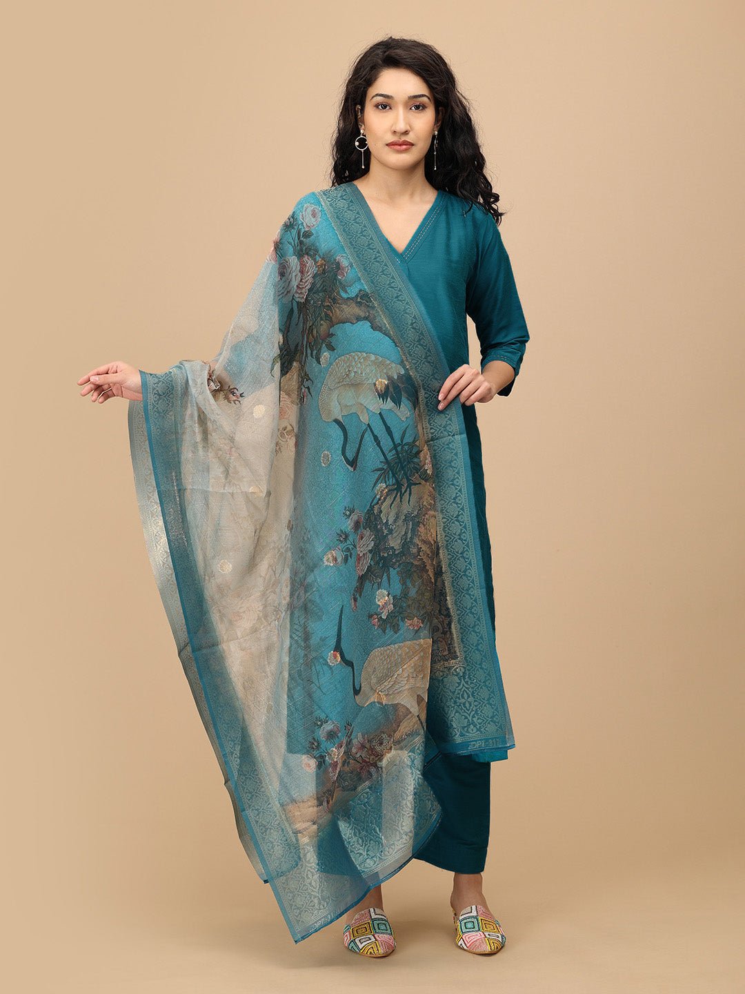 Drama at Gala Embroidered Maternity and Nursing Silk Kurta Set With Dupatta - S Maternity Ethnic Set