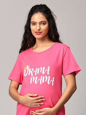 Drama Mama Oversized Maternity T shirt Dress - NW-SC-DRAMO-S