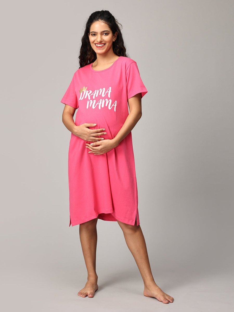 Drama Mama Oversized Maternity T shirt Dress - NW-SC-DRAMO-S