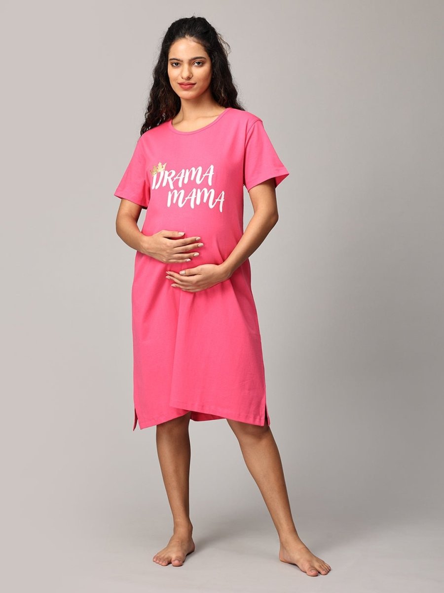Drama Mama Oversized Maternity T shirt Dress - NW-SC-DRAMO-S