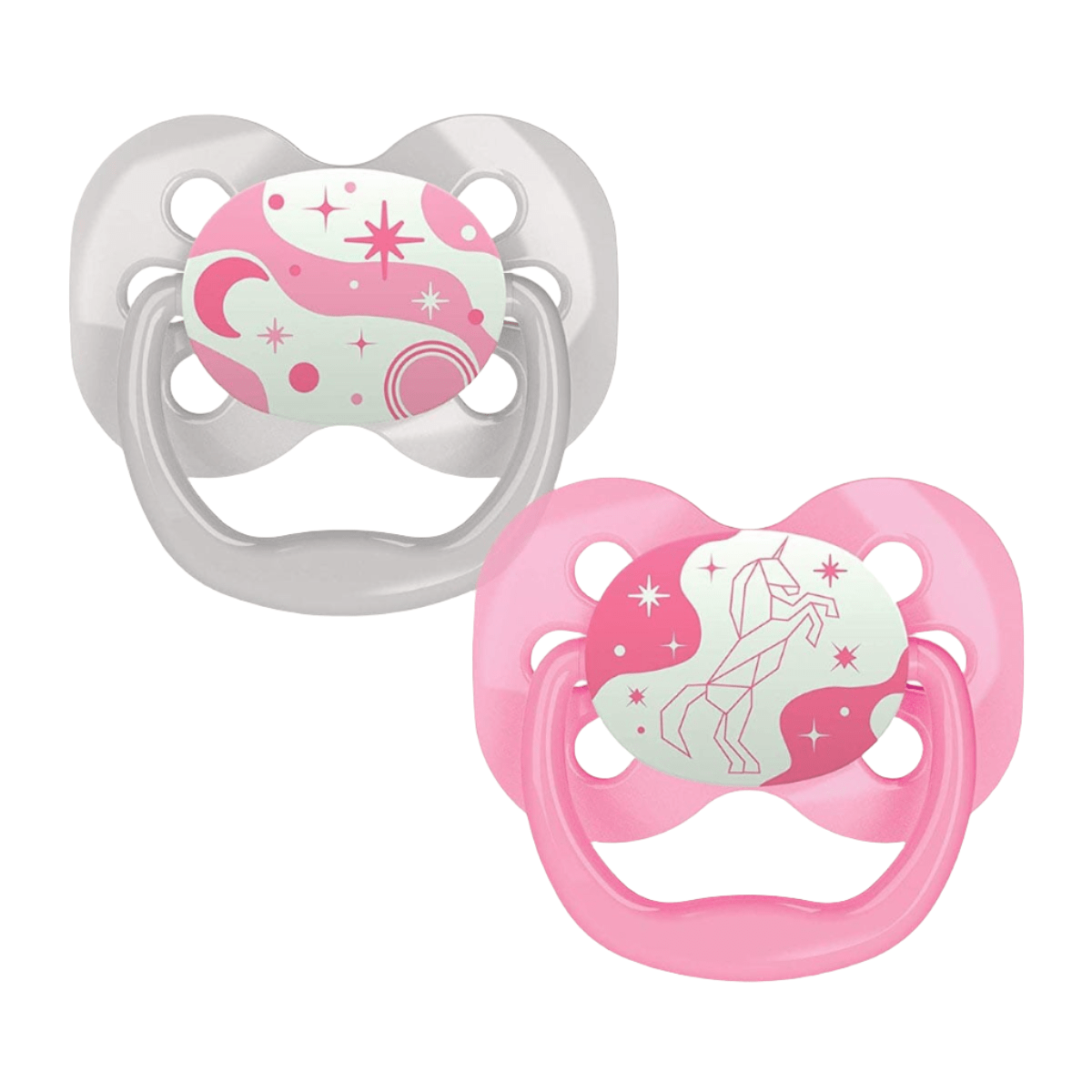 Dr.Brown's Advantage Pacifiers, Stage 1, Glow in the Dark, Pack of 2 - Pink - DBPA12003 - INTL