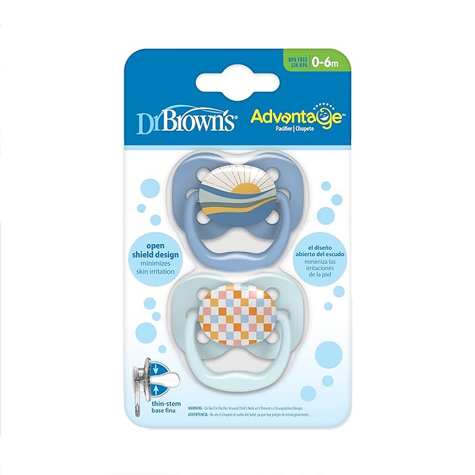 Dr.Brown's Advantage Pacifiers, Stage 1, Pack of 2 - Blue Space - DBPA12002 - INTLX
