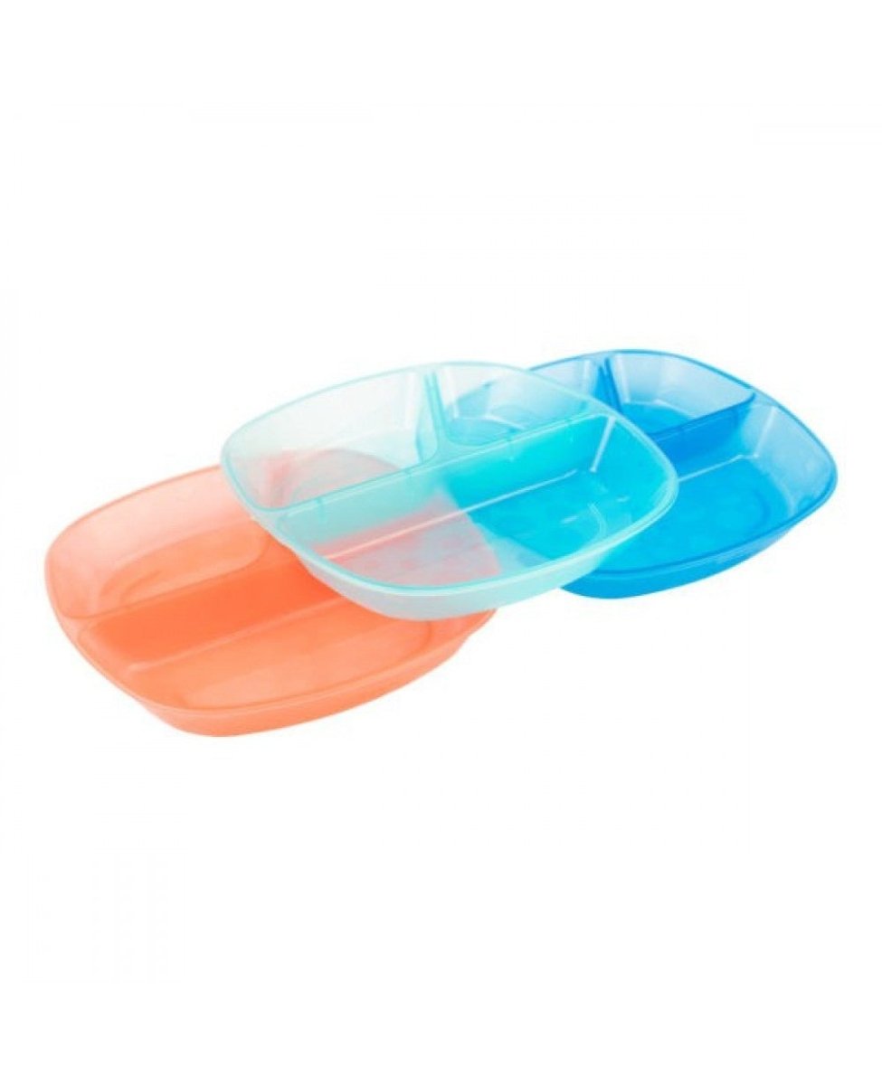 Dr. Browns Divided Plates 3-pack - Multicolor - DBTF017-P2