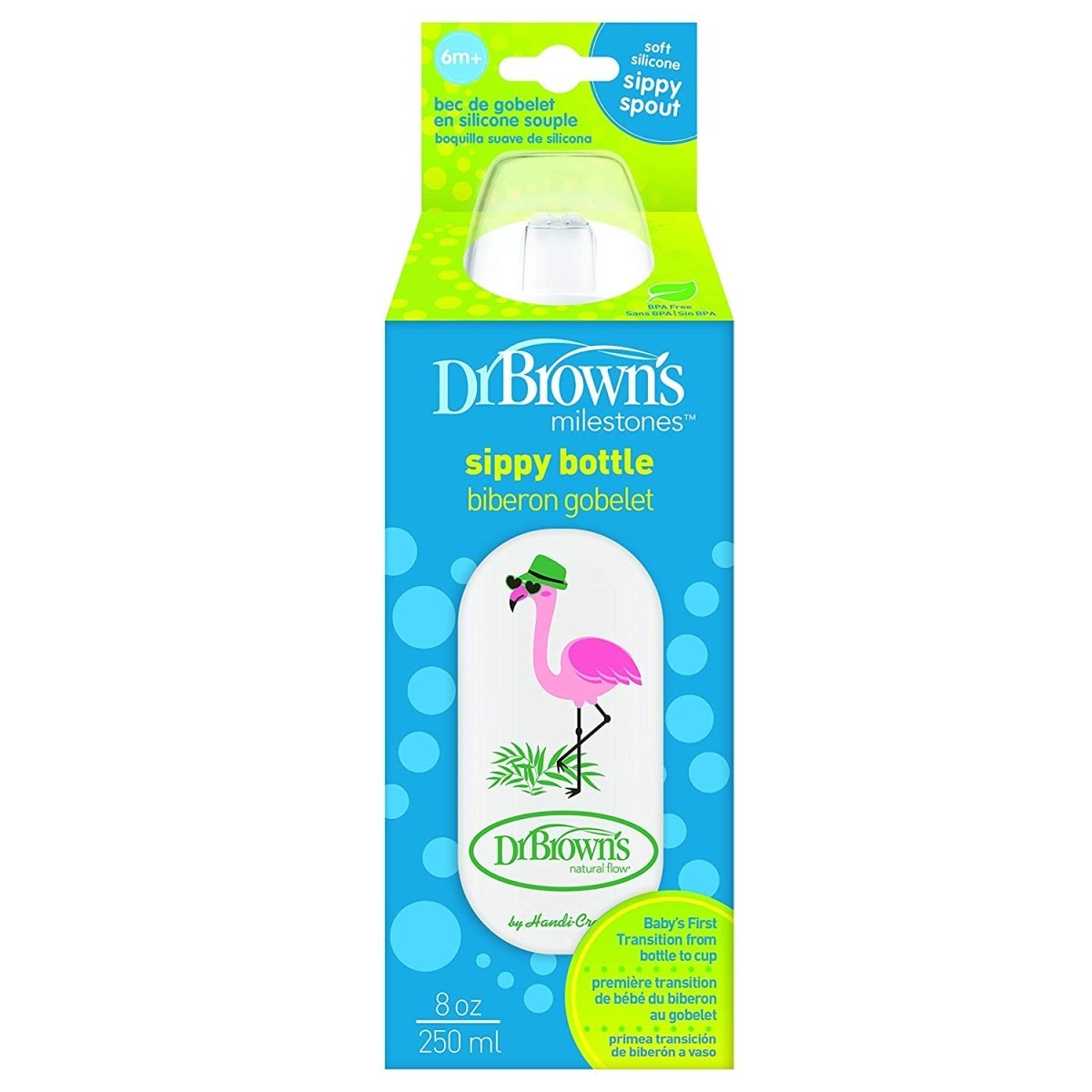 Dr. Browns Narrow Sippy Spout Bottle- Flamingo - DBSB81094-P12