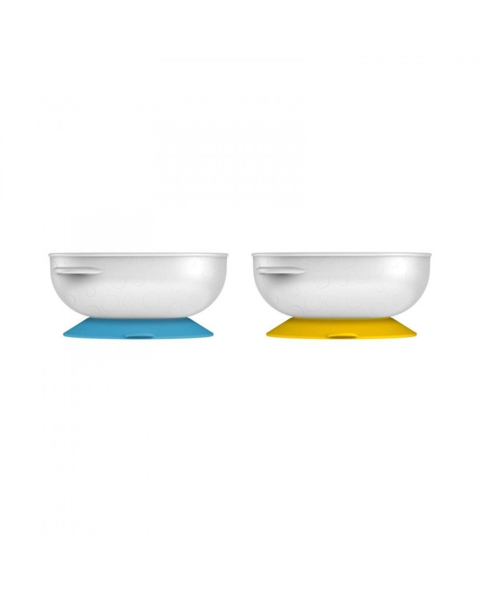 Dr. Browns No-Slip Suction Bowls 2-Pack- Blue & Yellow - DBTF019