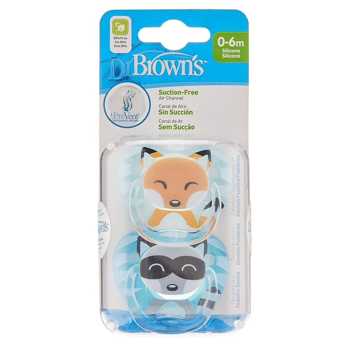 Dr. Browns Printed Shield Soother - Stage 1, Pack of 2 - Pink & Gray - DBPV12015-SPX