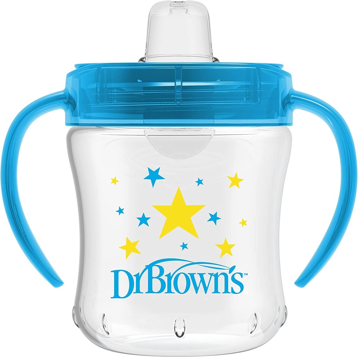 Dr. Browns Soft-Spout Transition Cup w/ Handles- Blue Deco - DBTC61004-INTL