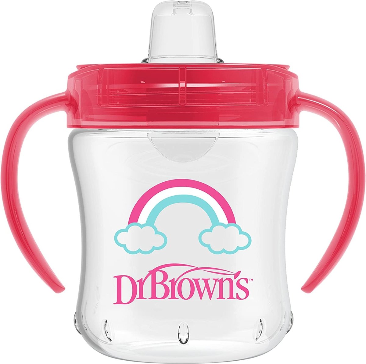 Dr. Browns Soft-Spout Transition Cup w/ Handles- Pink Deco - DBTC61003-INTL