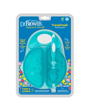 Dr. Browns Travel Fresh Bowl and Spoon 1-Pack- Light Green - DBTF010-P3
