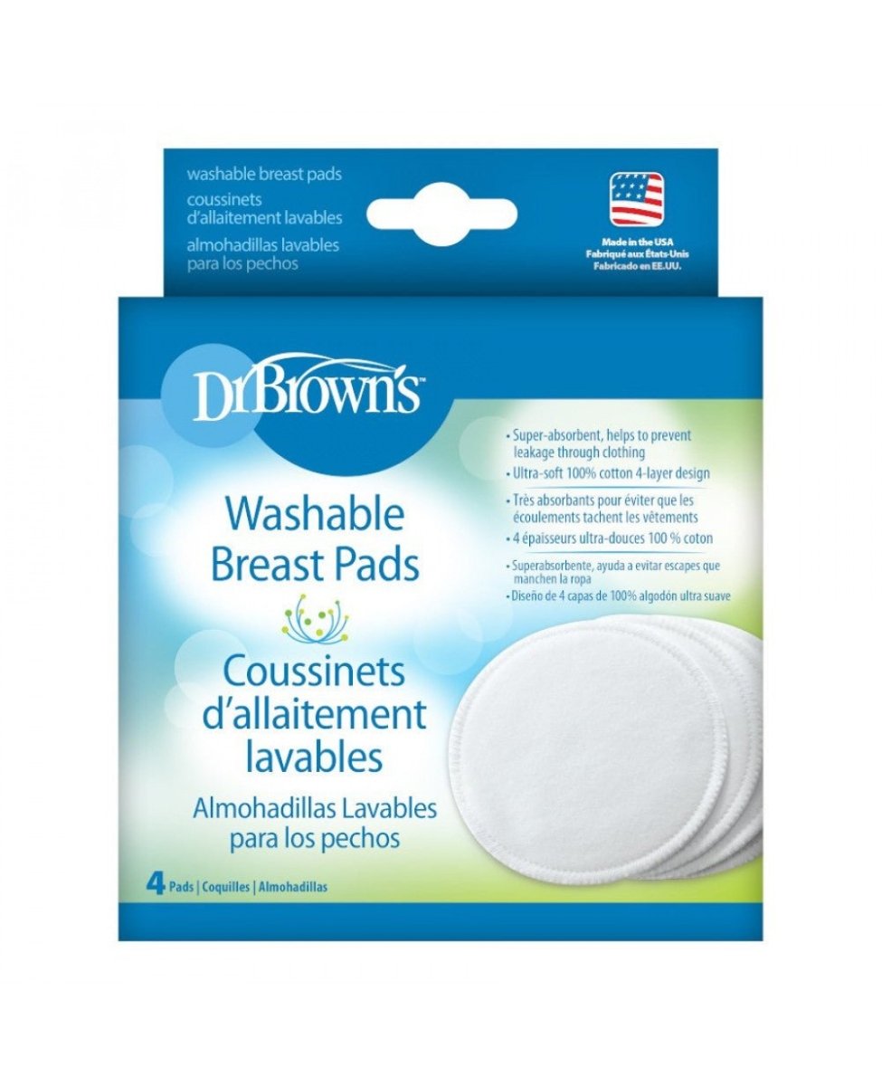 Dr. Browns Washable Breast Pads, 4-Pack - White - DBS4001H