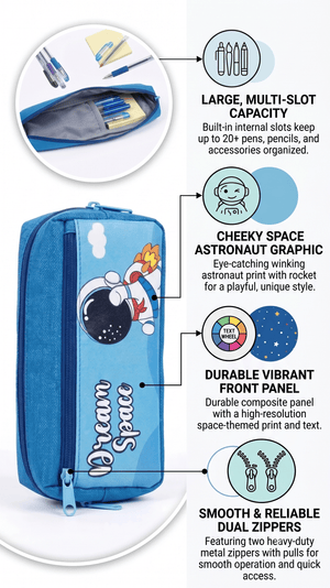 Dream Space Astronaut Large Capacity Multi-Compartment Pencil Case - Stationery