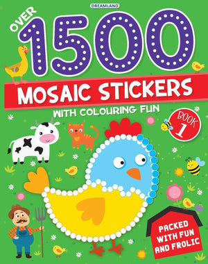 Dreamland 1500 Mosaic Stickers & Colouring Fun Book 1 for Kids 4-8 Years - Books