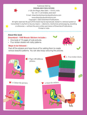 Dreamland 1500 Mosaic Stickers & Colouring Fun Book 2 for Kids 4-8 Years - Books