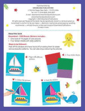 Dreamland 1500 Mosaic Stickers & Colouring Fun Book for Kids 4-8 Years - Books