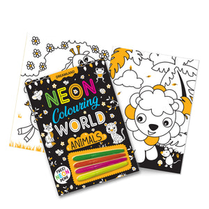 Dreamland Animals Neon Colouring World Book for Kids Age 4 - 7 years with Neon Pens - Books