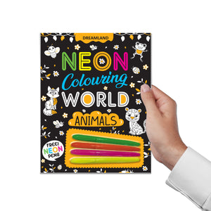 Dreamland Animals Neon Colouring World Book for Kids Age 4 - 7 years with Neon Pens - Books