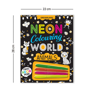 Dreamland Animals Neon Colouring World Book for Kids Age 4 - 7 years with Neon Pens - Books