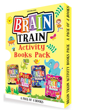 Dreamland Brain Train Activity Books Pack- A Set of 4 Books - With Colouring Pages, Mazes, Puzzles and Word searches Activities - Books
