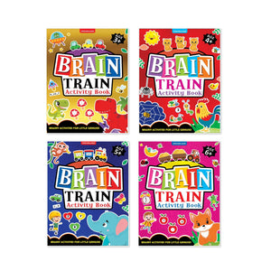 Dreamland Brain Train Activity Books Pack- A Set of 4 Books - With Colouring Pages, Mazes, Puzzles and Word searches Activities - Books