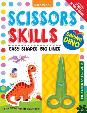 Dreamland Daring Dino Scissors Skills Activity Book with Safe Scissors 4-7Y - Books