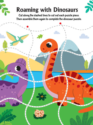 Dreamland Daring Dino Scissors Skills Activity Book with Safe Scissors 4-7Y - Books