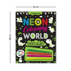 Dreamland Dinosaurs Neon Colouring World Book for Kids Age 4 - 7 years with Neon Pens - Books