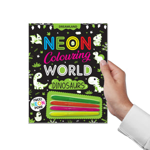 Dreamland Dinosaurs Neon Colouring World Book for Kids Age 4 - 7 years with Neon Pens - Books