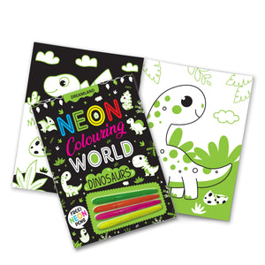 Dreamland Dinosaurs Neon Colouring World Book for Kids Age 4 - 7 years with Neon Pens - Books