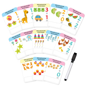 Dreamland Flash Cards Addition and Subtraction - 30 Double Sided Wipe Clean Flash Cards for Kids (With Free Pen) - Books