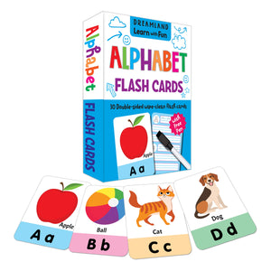 Dreamland Flash Cards Alphabet - 30 Double Sided Wipe Clean Flash Cards for Kids (With Free Pen) - Books