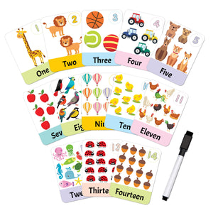 Dreamland Flash Cards Numbers - 30 Double Sided Wipe Clean Flash Cards for Kids (With Free Pen) - Books