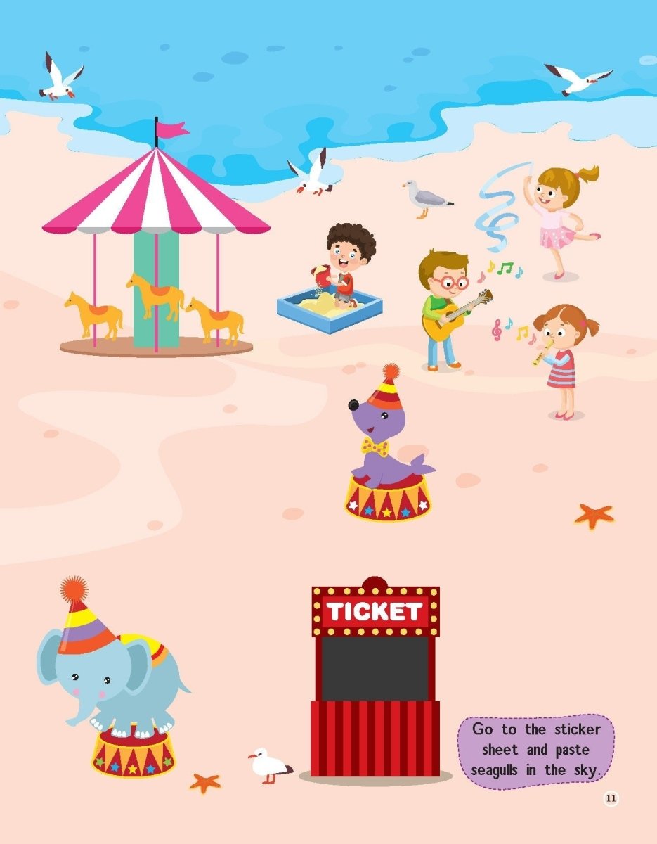 Dreamland Publications 555 Stickers, Sea, Sun And Play Activity & Colouring Book - 9789395406055