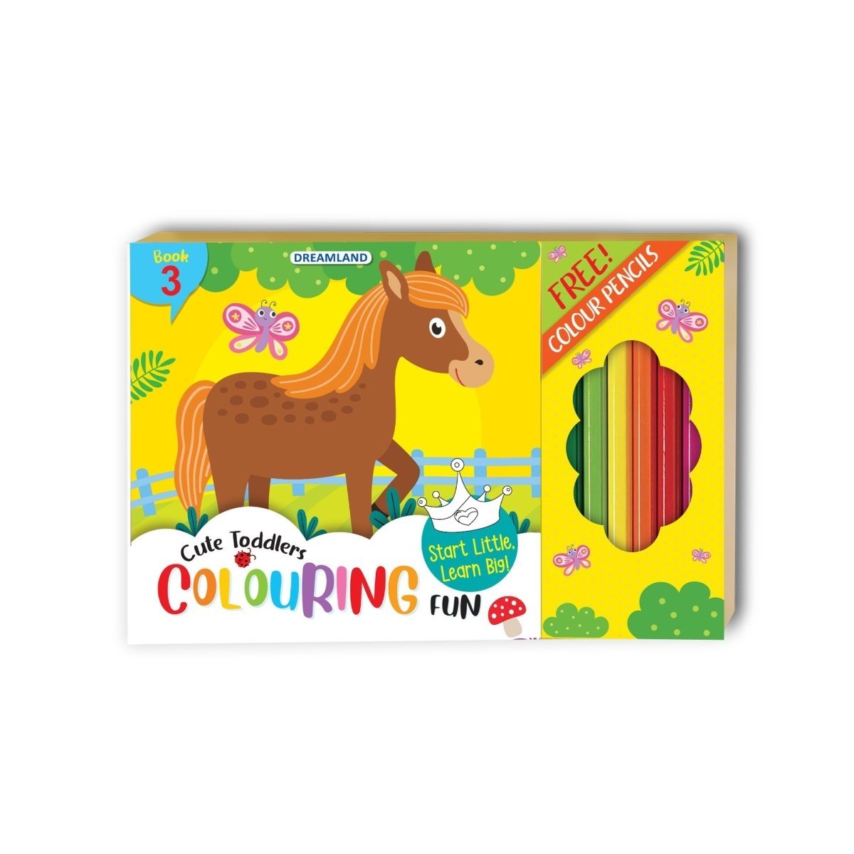 Dreamland Publications Cute Toddlers Fun Colouring Book With 6 Colour Pencils - Book 3 - 9789395406741