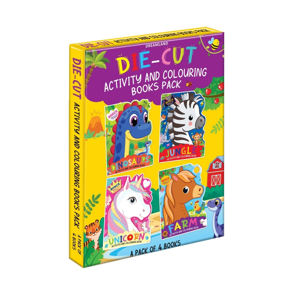 Dreamland Publications Die-cut Activity And Colouring Books Pack- A Pack of 4 Books - 9789395588935