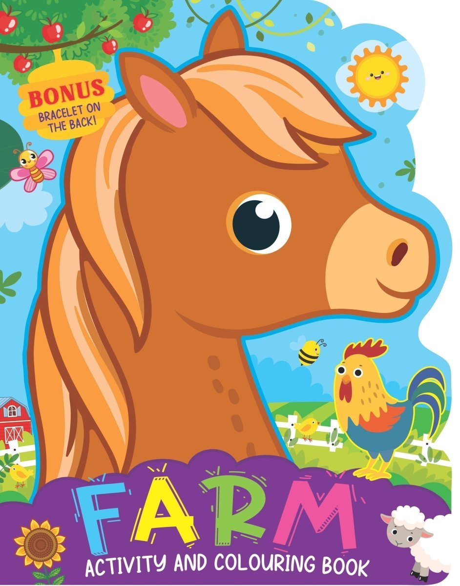 Dreamland Publications Farm Activity And Colouring Book- Die Cut Animal Shaped Book - 9789394767591