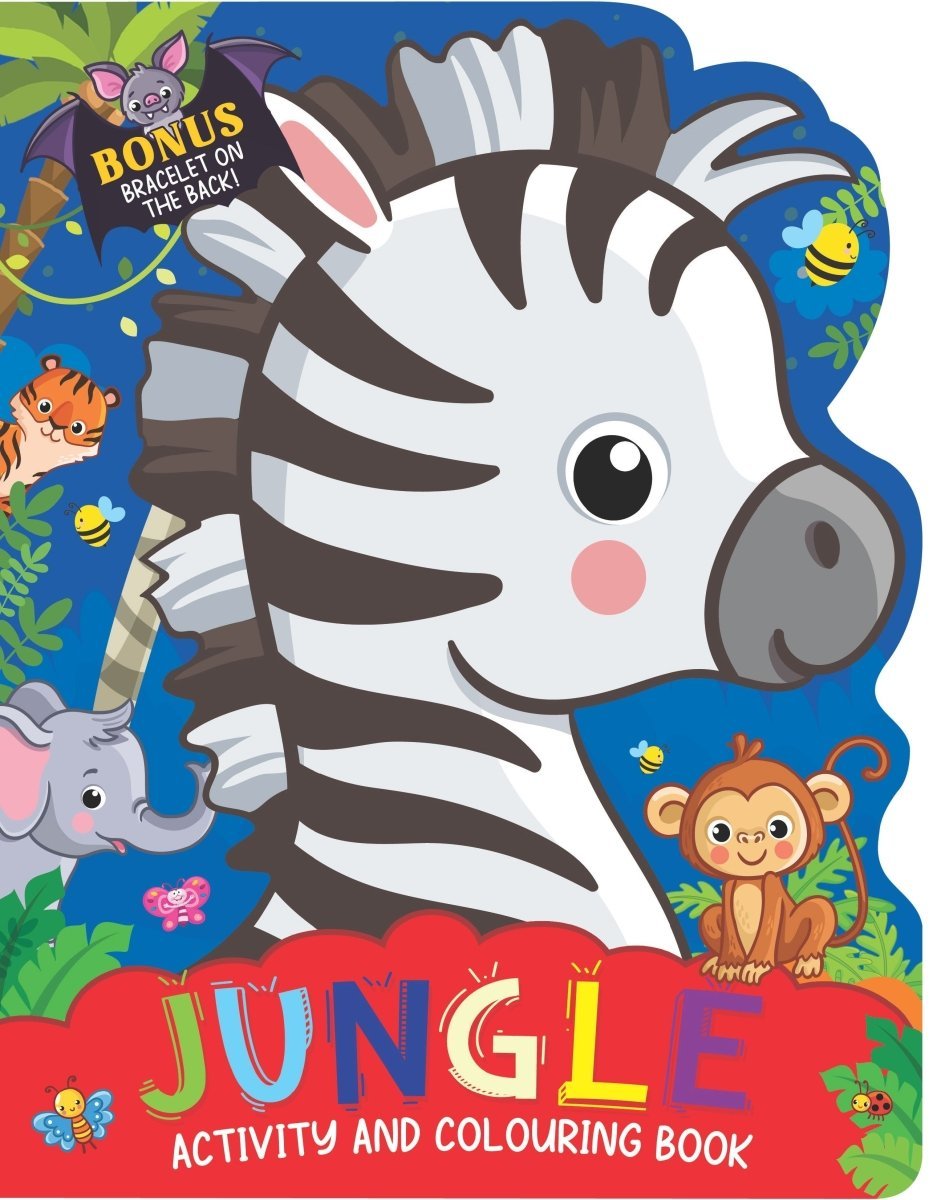 Dreamland Publications Jungle Activity And Colouring Book- Die Cut Animal Shaped Book - 9789394767560