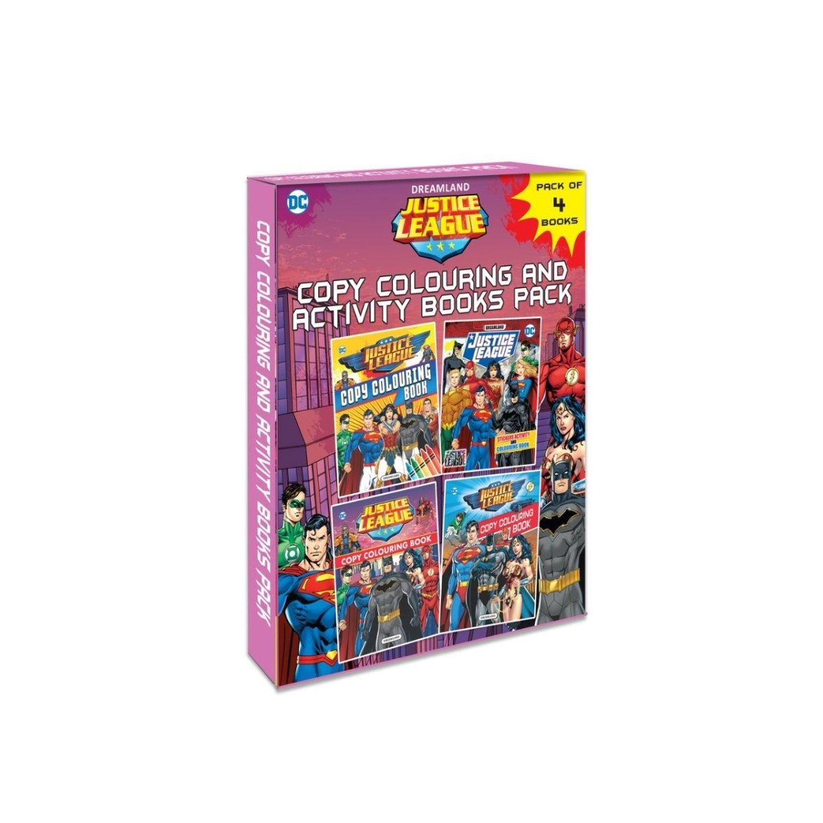 Dreamland Publications Justice League Copy Colouring And Activity Books Pack (A Pack of 4 Books) - 9789394767850