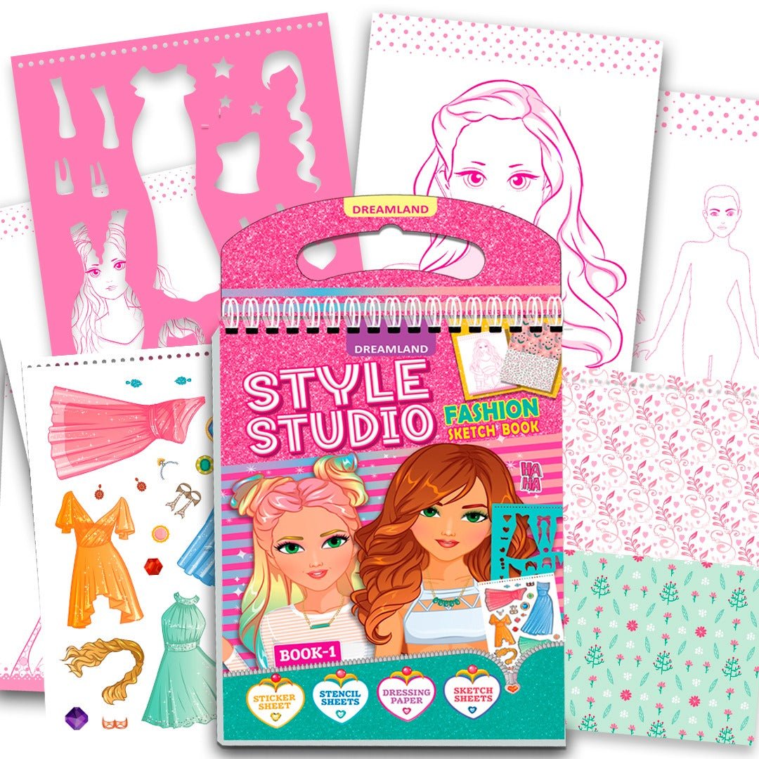 Dreamland Publications Style Studio Fashion Sketch Book - Creative Fun - Sticker Book