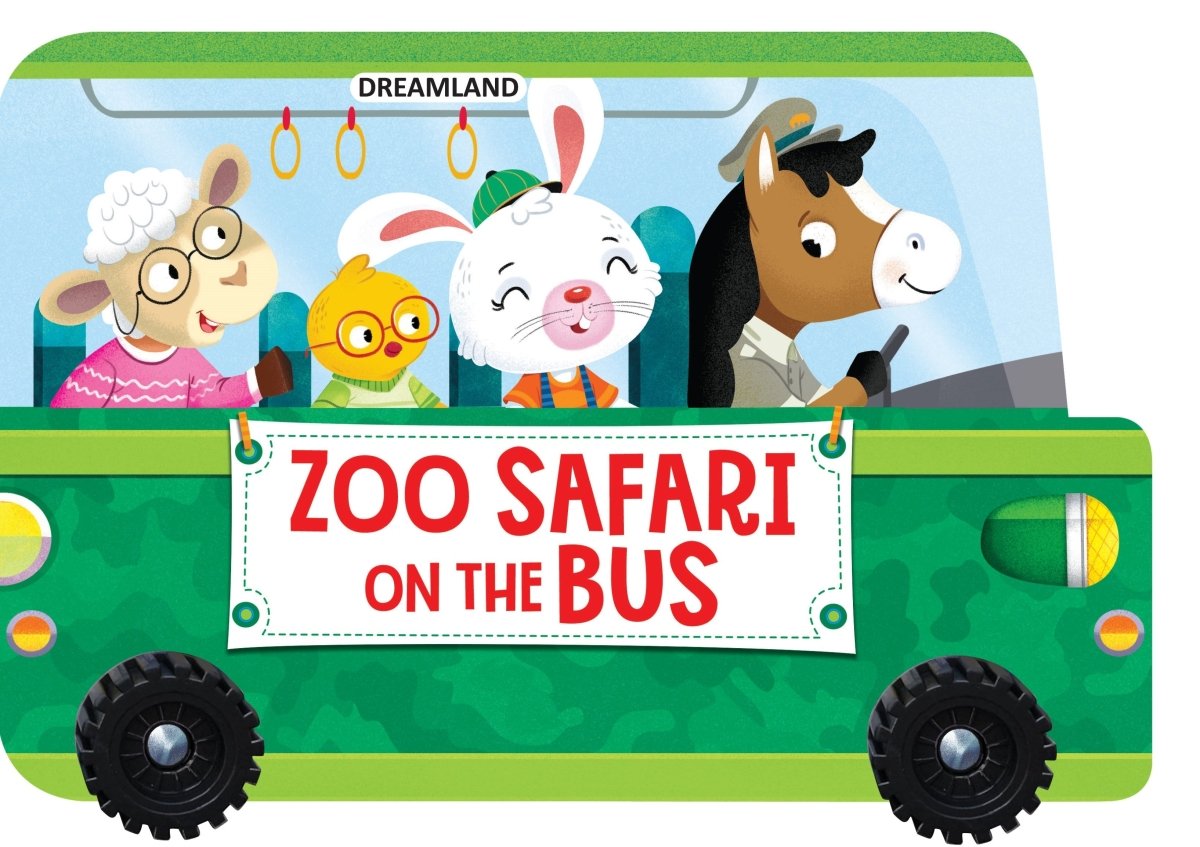 Dreamland Publications Zoo Safari On The Bus- A Shaped Board Book With Wheels - 9789395588478
