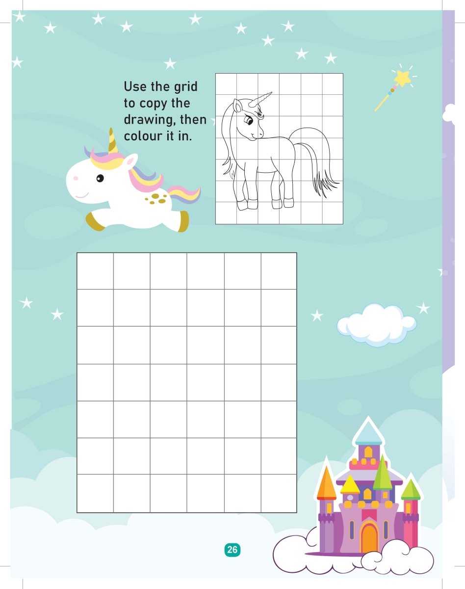 Dreamland Unicorn Activity And Colouring Book- Die Cut Animal Shaped Book - 9789394767577