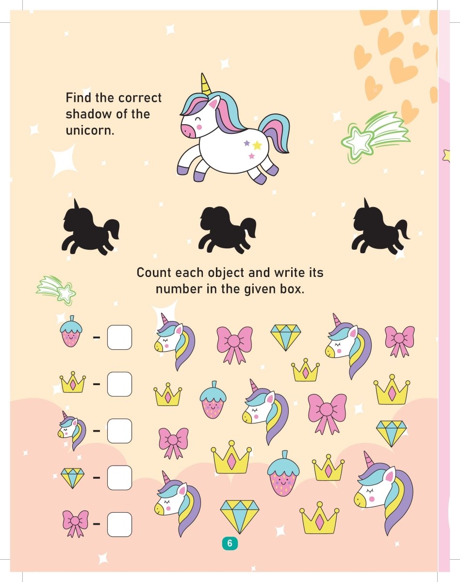 Dreamland Unicorn Activity And Colouring Book- Die Cut Animal Shaped Book - 9789394767577