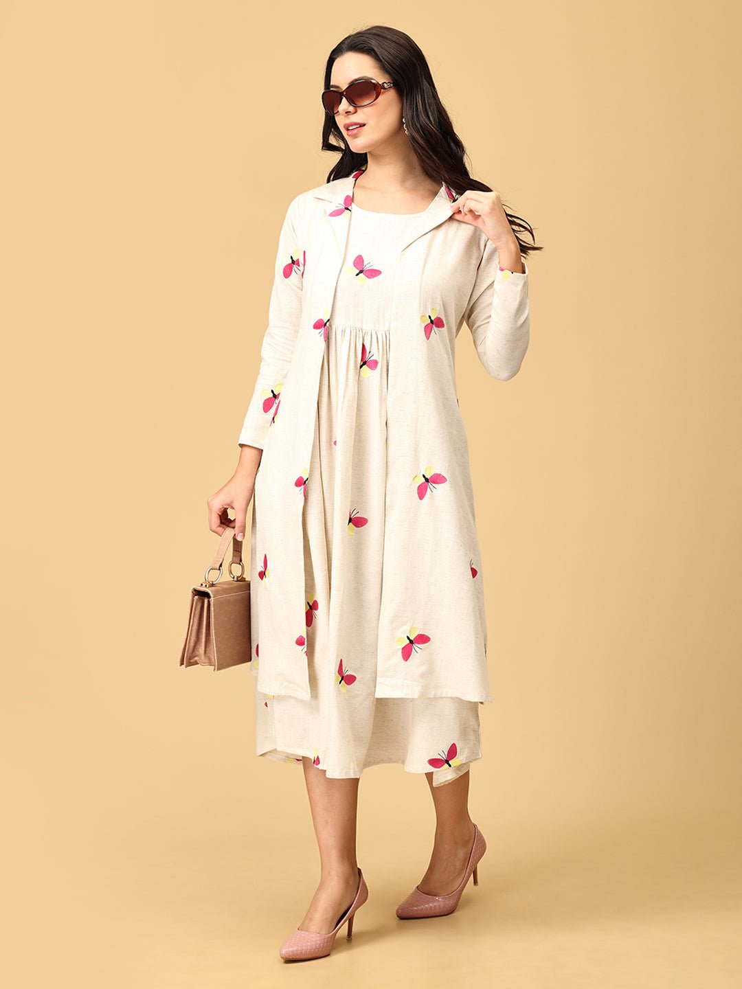 Dreamscape Wings Women's Dress Set With Jacket - WDRS - SK - DSWN - S