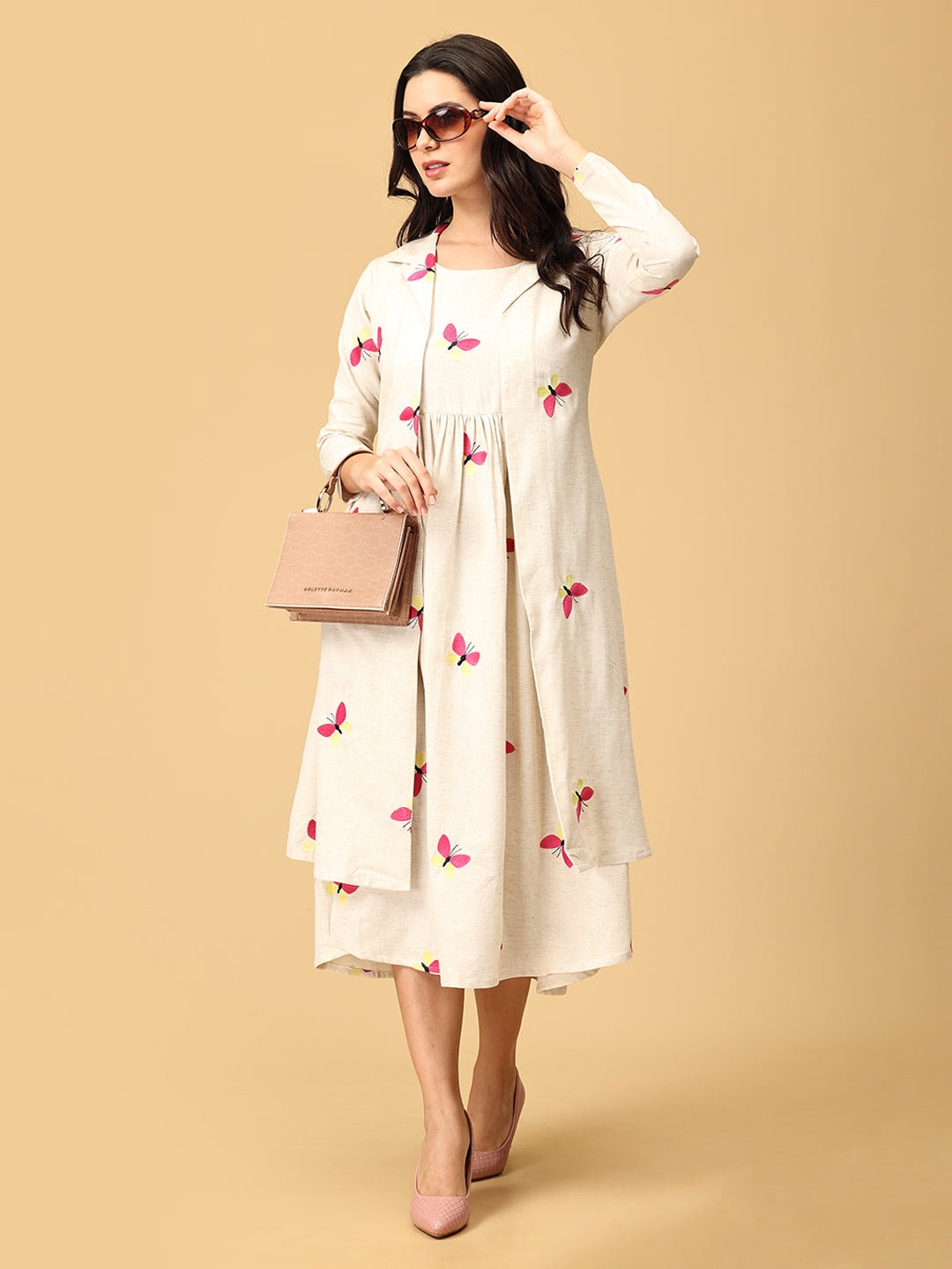Dreamscape Wings Women's Dress Set With Jacket - WDRS - SK - DSWN - S