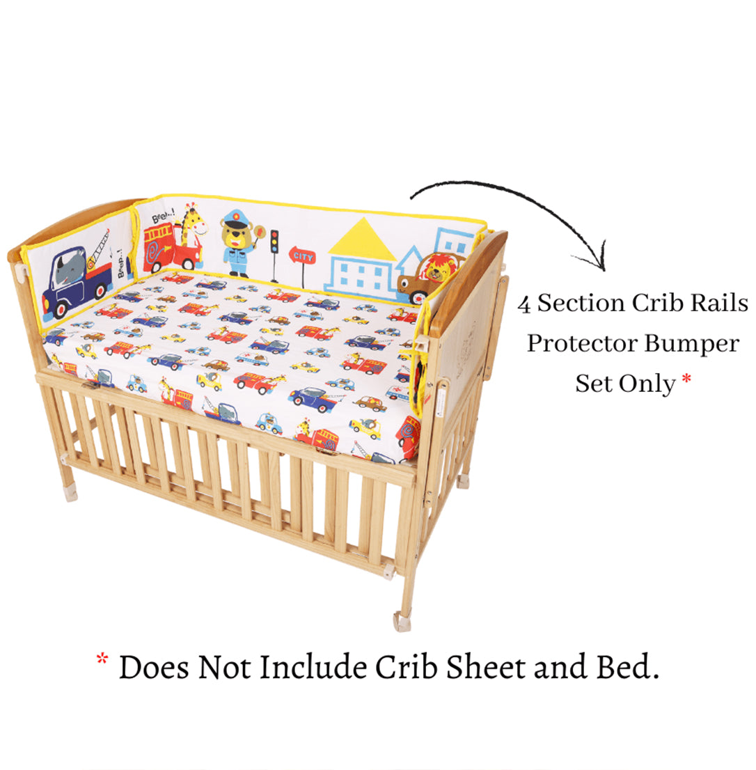 Beep Beep -  4 Section Crib Rails Protector Bumper Set