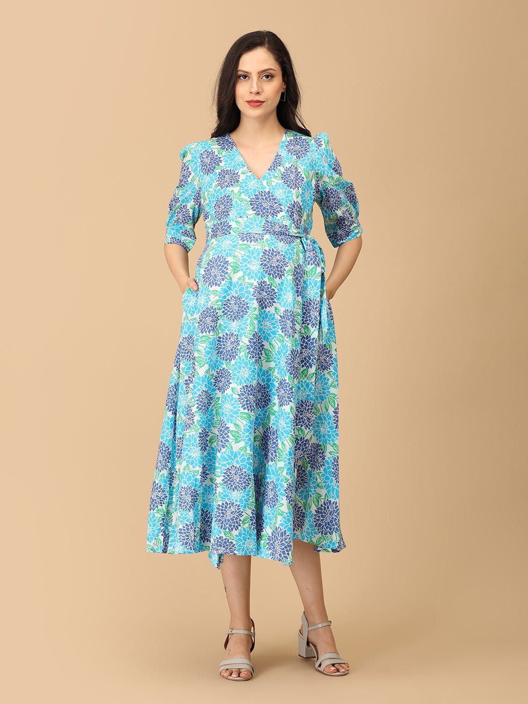 Dressed to Bloom Maternity and Nursing Wrap Dress - DRS - SK - DRSTB - S