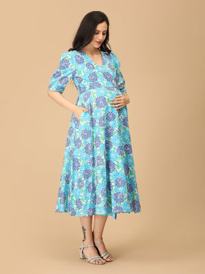 Dressed to Bloom Maternity and Nursing Wrap Dress - DRS - SK - DRSTB - S