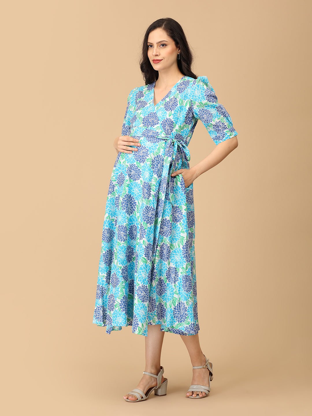 Dressed to Bloom Maternity and Nursing Wrap Dress - DRS - SK - DRSTB - S