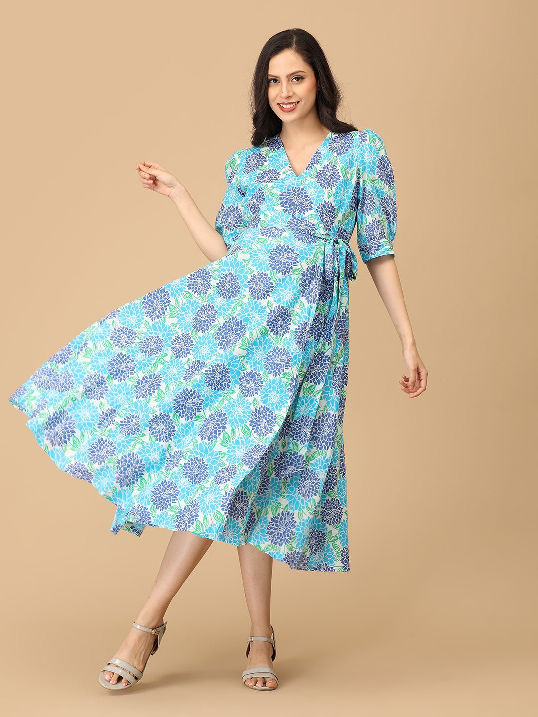 Dressed to Bloom Maternity and Nursing Wrap Dress - DRS - SK - DRSTB - S