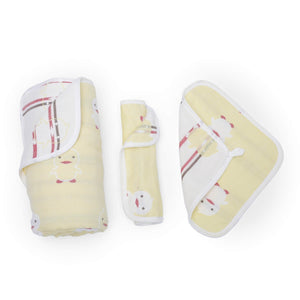 Duck Designed Organic Muslin Blanket, Bib and Napkin Matching Set - Bedding